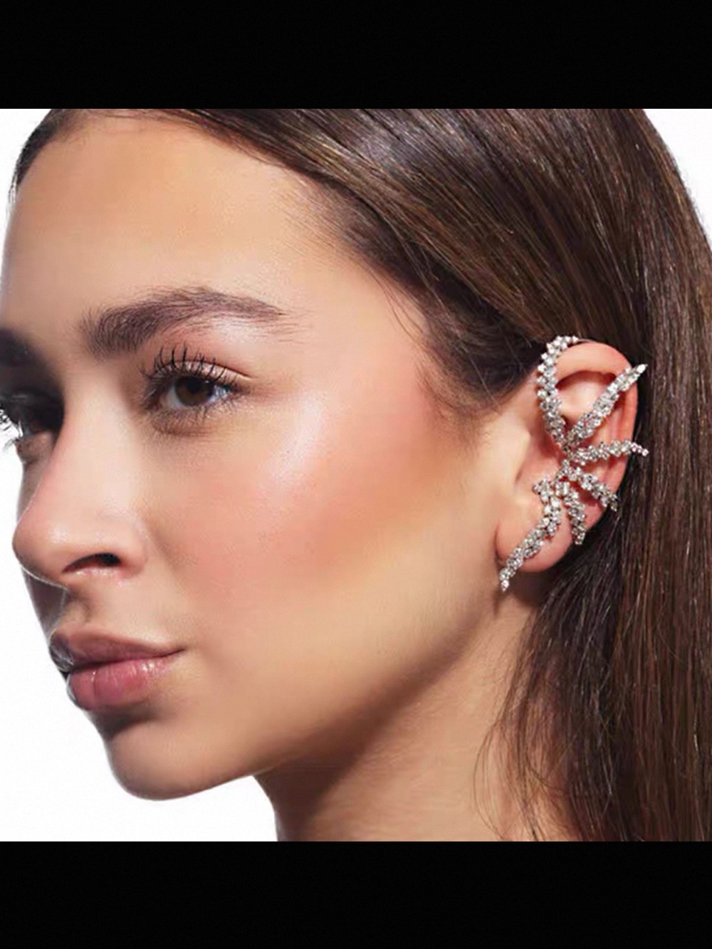 Top quality designer Clip on Crystal Ear Cuff Sparkling Spider Design NWT